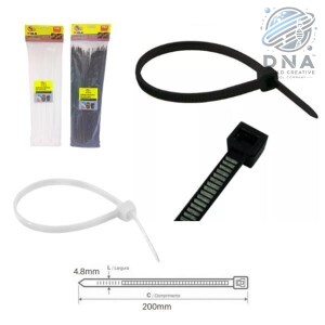 ABRAÇADEIRA DE NYLON 4,8 X 200MM C/100 FBG - 3050 PRETA