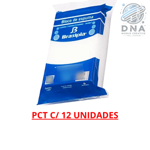 ESPUMA EM BLOCO BRANCA 6 X 13 X 21,5 CM PCT C/ 12 UNIDADES