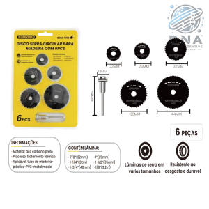 DISCO DE SERRA CIRCULAR MINI P/ MADEIRA COM 6 PEÇAS BOM-5118