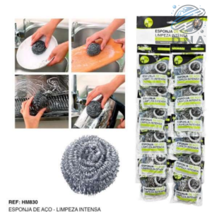 ESPONJA DE AÇO 5X1CM - PARA LIMPEZA - CARTELA  C/12 UN HM-830