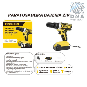 PARAFUSADEIRA RECARREGAVEL C/1 BATERIA 21V 1,3AH BOM-9961